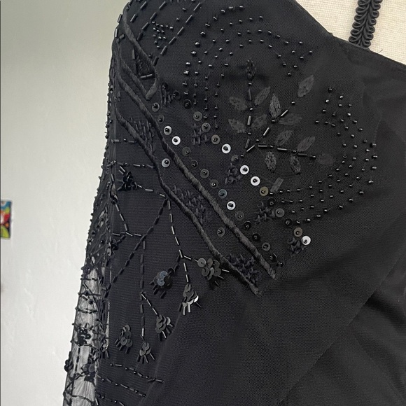 Vivienne Tam RARE Vintage Collared Halter Black Sheer Hand Sequined Womens Top 2 - Picture 8 of 12